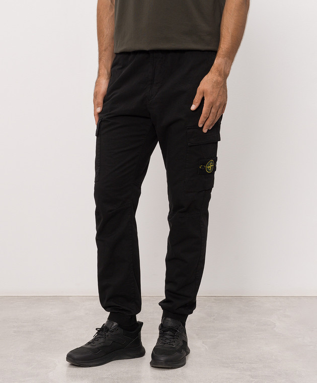 Stone Island Чорні джогери-карго з патчем логотипа L2S153100033S0014 зображення 3