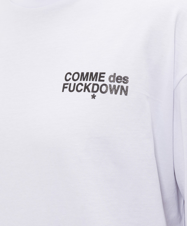 Comme des Fuckdown Біла футболка з контрастним принтом логотипа та емблеми FMS6CFABM01995 зображення 5
