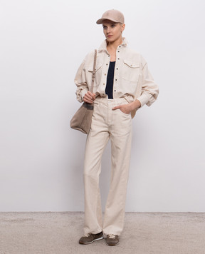 Brunello Cucinelli Бежевая джинсовая рубашка с льном ML996NC206