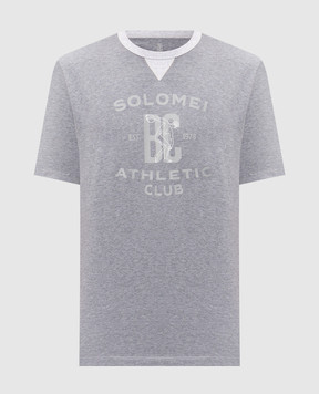 Brunello Cucinelli Сіра футболка з брендовим принтом M0B131001G