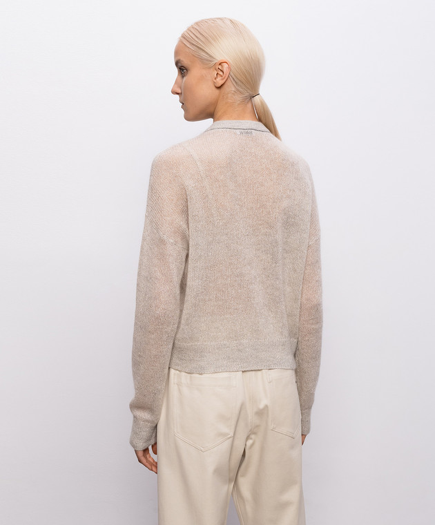 Brunello Cucinelli Бежевий кардиган з вовною з люрексом MBG775506P зображення 4