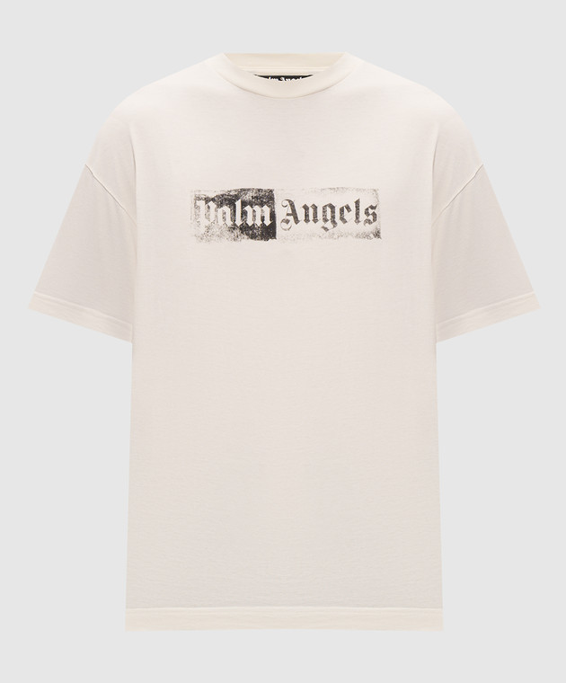 Palm Angels Футболка кольору айворі з принтом PAMAA001JR005