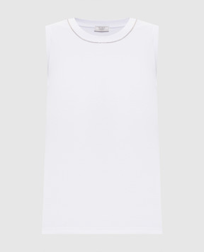 Peserico Білий топ в рубчик з ланцюжком S08700J005669