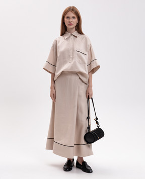 Agnona Бежевая блуза из льна TD1109YU3049