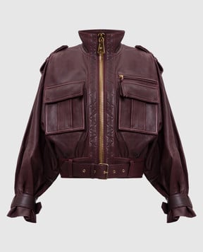 Balmain Бордова шкіряна куртка FF0TF510LE05