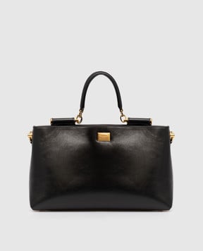 Dolce&Gabbana Черная кожаная сумка Vittoria с логотипом BB7896AZ000