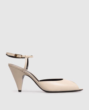 Sergio Rossi Бежеві шкіряні босоніжки Beak B13190MMVN13