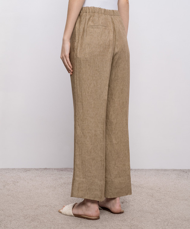 Herno Коричневые брюки из льна PT000219D17105Z изображение 3