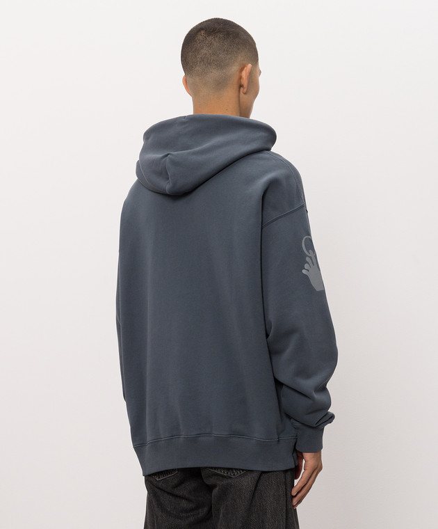 Off-White Синие худи с брендовым принтом 44MBB085F26F002 изображение 4