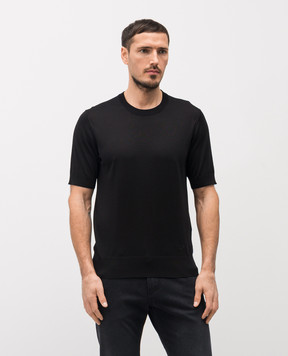 Dolce&Gabbana Чорна футболка із шовку GXX03ZJBSO5