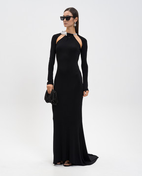 Off-White Чорна сукня максі з логотипом 2DB55YF25JER001