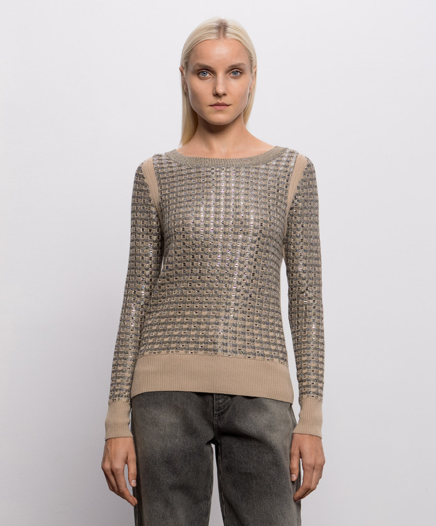 Ermanno Scervino Бежевый джемпер с шерстью с кристаллами D495M329CTEJY изображение 3