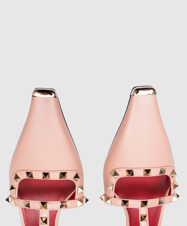 Valentino Розовые кожаные босоножки Rockstud 9W2S0PV0WZD изображение 7