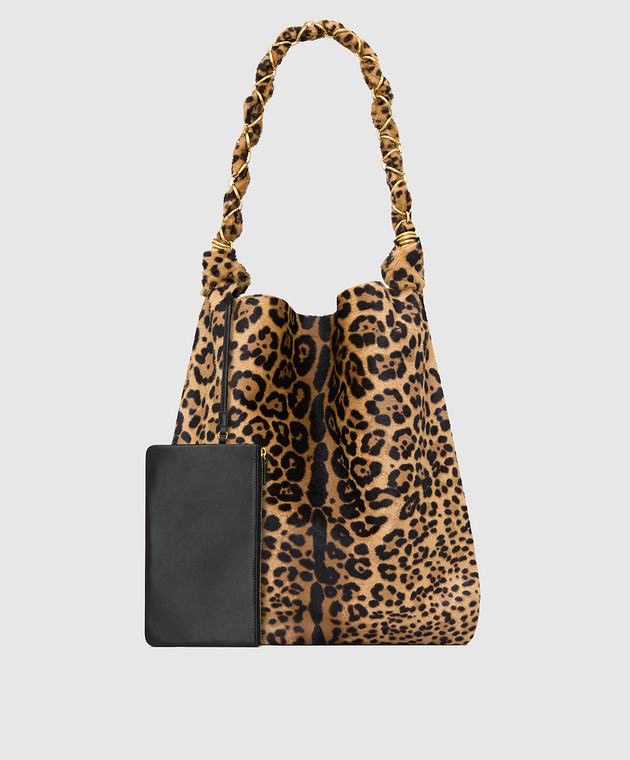 Saint Laurent Коричневая сумка AMALIA в леопардовый принт 812595AAFQS изображение 4
