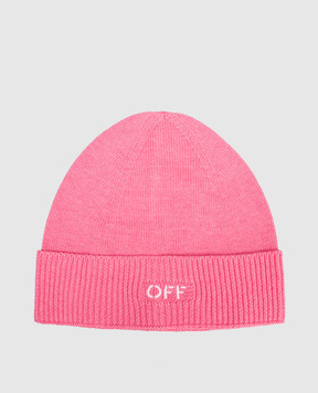Off-White Дитяча рожева шапка з вовною OGLC001F25KNI001