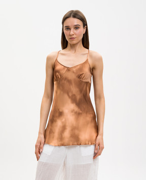 Masnada Коричнева майка в принт 8016