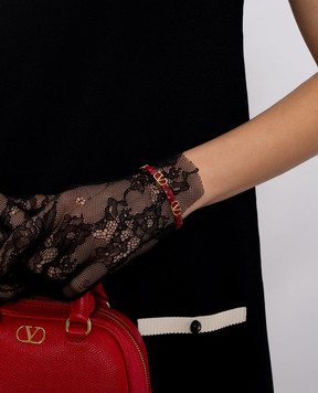 Valentino Бордовий шкіряний плетений браслет VLogo 8W2J0X71PRH
