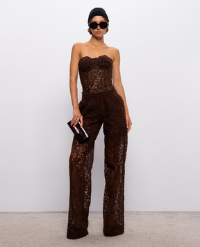 Ermanno Scervino Коричневий корсетний топ-бюстьє з мережива D492L305EXQ