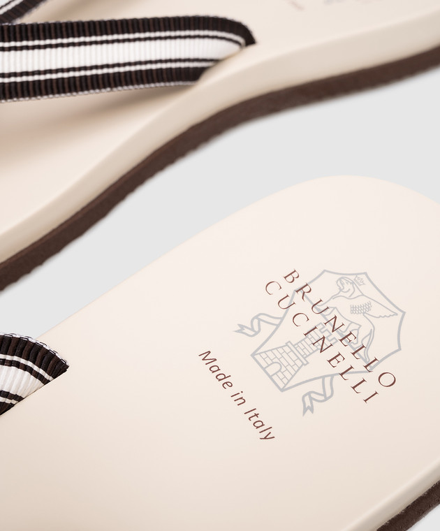 Brunello Cucinelli Бежеві шльопанці в смужку MPUNAVH328 зображення 5