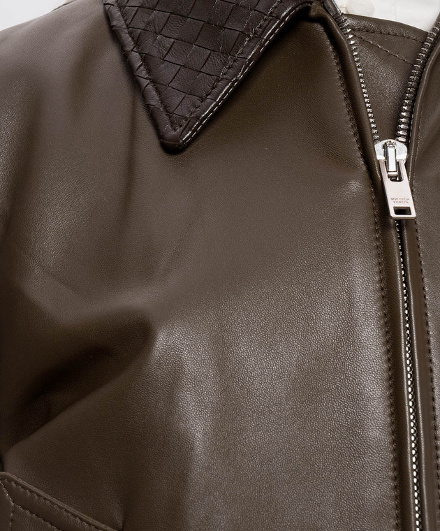 Bottega Veneta Шкіряна куртка кольору хакі 874736V61D0 зображення 5