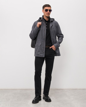 Stefano Ricci Чорне поло з довгими рукавами з шовком K616440P34F26109