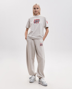 Off-White Бежевая меланжевая футболка с принтом логотипа 2FA00587T