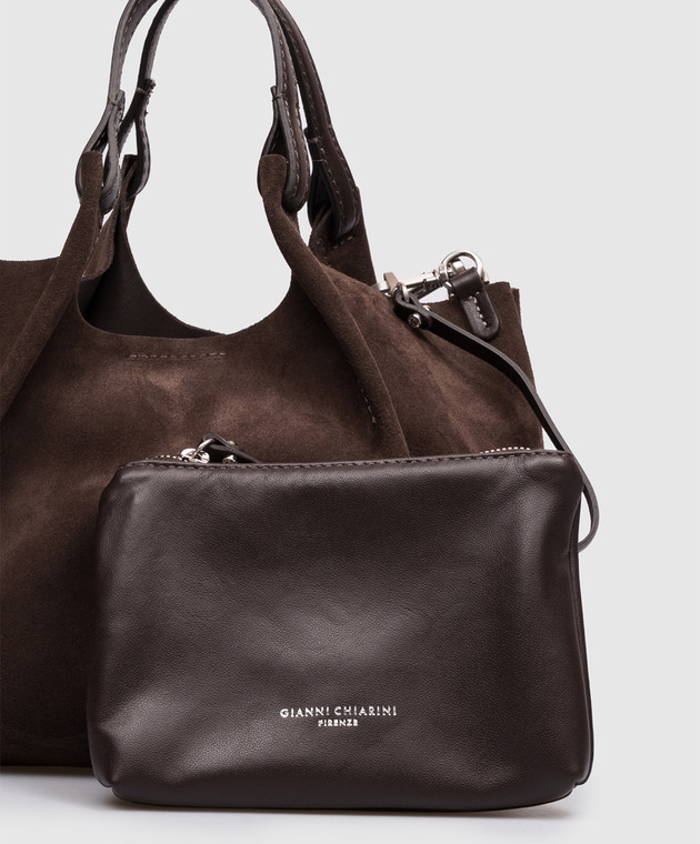 Gianni Chiarini Коричневая замшевая сумка Dua с патчем логотипа BS9799CMPL изображение 4
