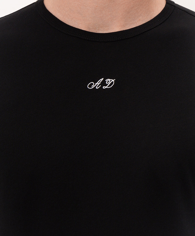 Ann Demeulemeester Черная футболка с контрастной вышивкой B0014216FA206 изображение 5