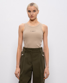 Givenchy Бежевий топ в рубчик з логотипом BW70FPP7BR