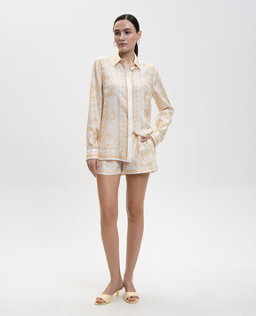 Versace Біла блуза із шовку в принт Barocco Jacquard 10013601A15215