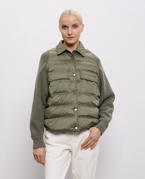 Brunello Cucinelli Комбинированная куртка цвета хаки с цепочкой мониль MD5987696