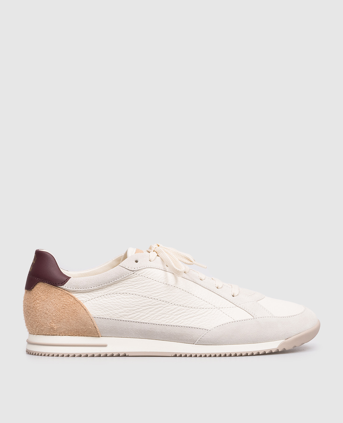 Кроссовки цвета айвори из кожи оленя