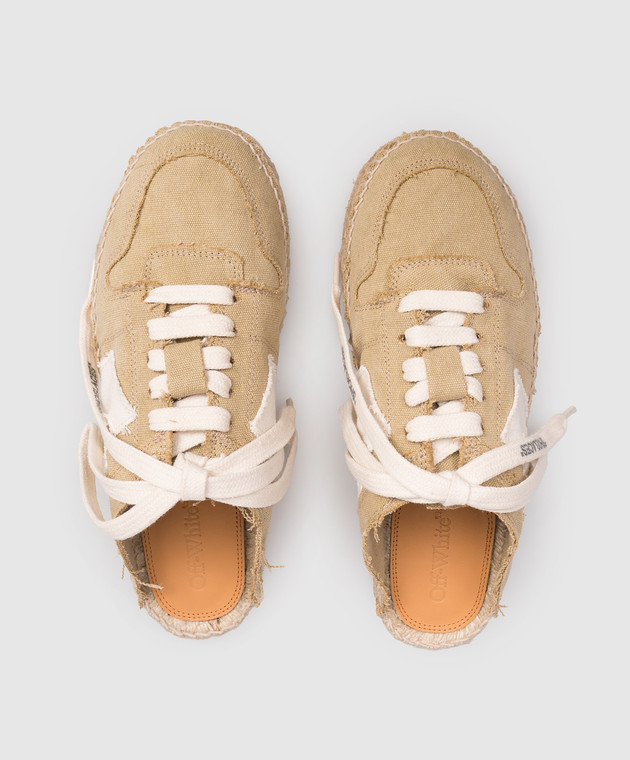 Off-White Бежевые кроссовки-мюли с нашивкой эмблемы OWIB019S26FAB001 изображение 4