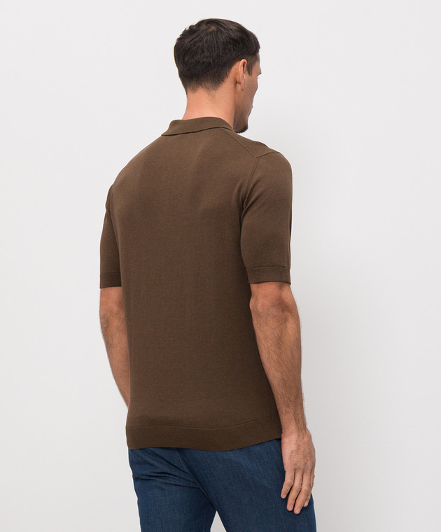 Castangia dal 1850 Коричневе поло з шовком DBPZ1S26 зображення 4