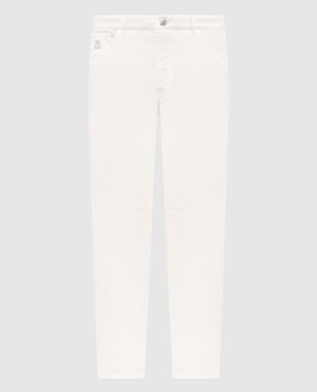 Brunello Cucinelli Джинси кольору айворі з патчем логотипа M277PX1290