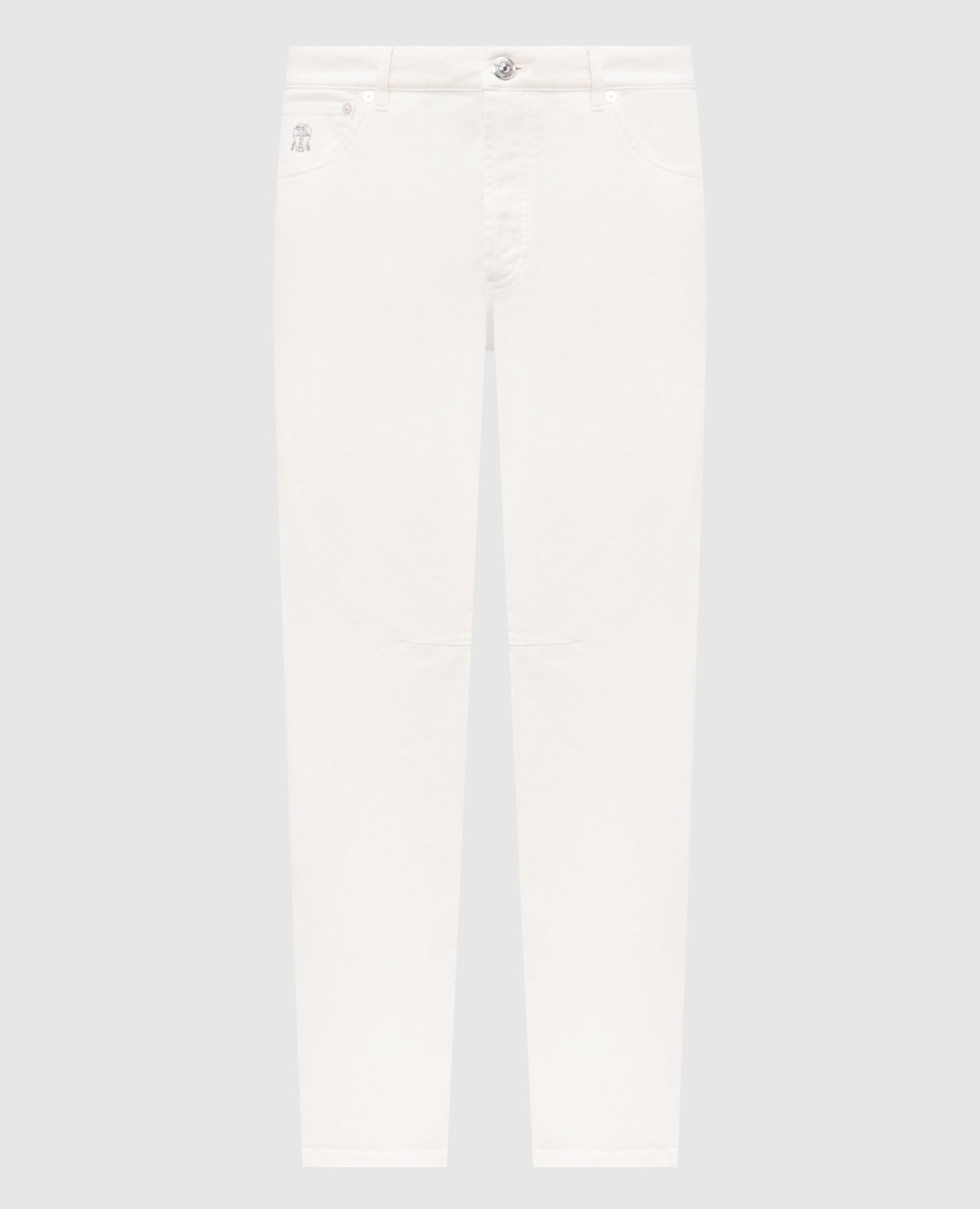 Джинсы цвета айвори с логотипом патча