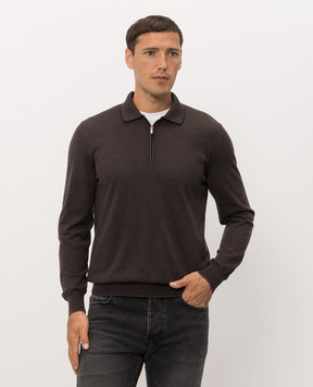 Bertolo Cashmere Коричневое поло из шерсти и шелка на молнии 902636002587