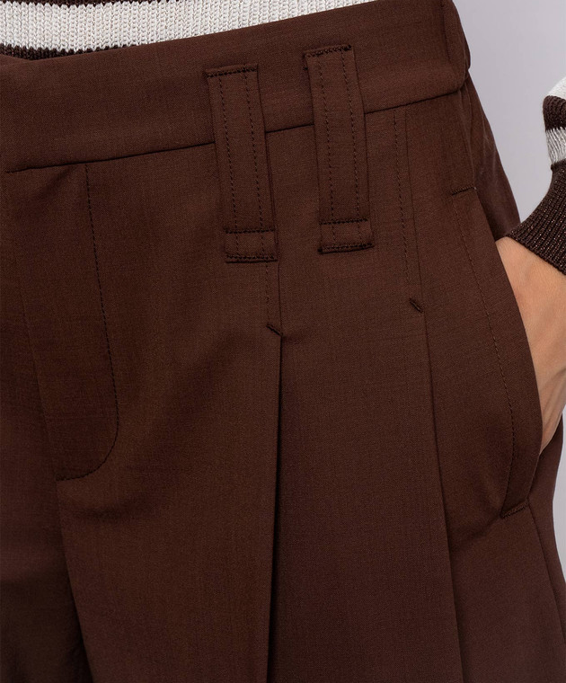 Brunello Cucinelli Коричневые шорты с шерстью MPW07P8953 изображение 5
