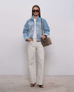 Victoria Beckham Блакитна джинсова куртка з патчем логотипа 1126DJK007017A