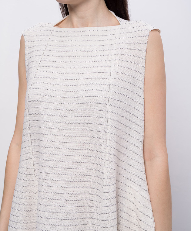 BOBOUTIC Сукня міді кольору айворі із шовку та льону 5022 зображення 5