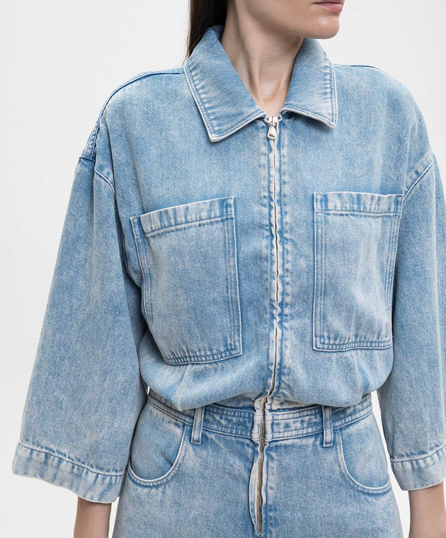 Solotre Блакитний джинсовий комбінезон з ефектом потертості M1AB0166 зображення 5