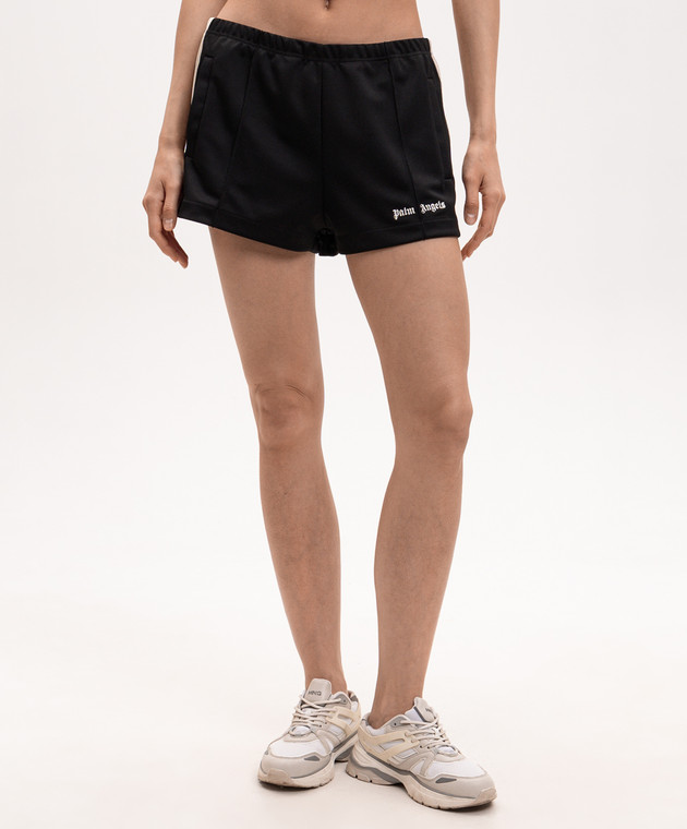 Palm Angels Черные шорты с лампасами PWCL005S26FAB001 изображение 2