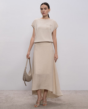 Peserico Бежевий топ з ланцюжком моніль A99058F129173I