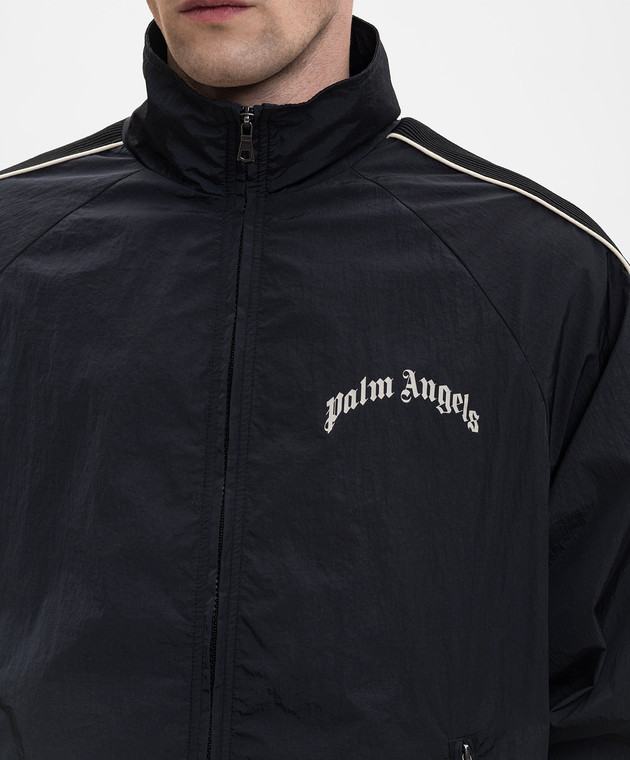 Palm Angels Чорна вітровка з принтом логотипа PMEB02GS26FAB001 зображення 5