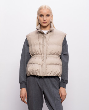 Brunello Cucinelli Бежевий пуховий жилет з ланцюжком моніль MD5987612P