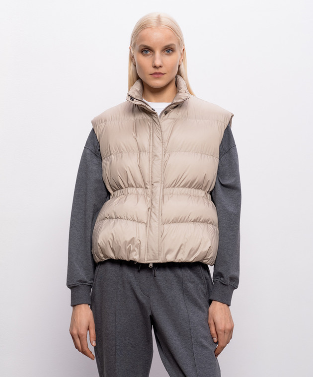 Brunello Cucinelli Бежевый пуховый жилет с цепочкой мониль MD5987612P изображение 3