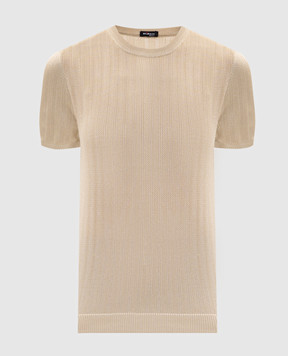 Kiton Бежева футболки із шовку у візерунок D61785K0920H