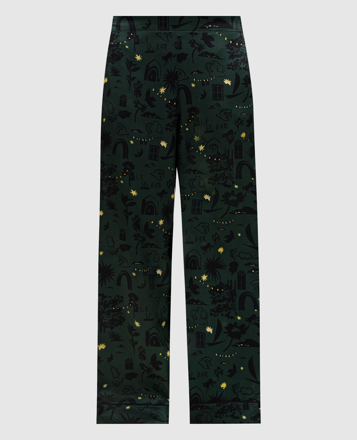 Зеленые брюки пижамные из шелка London
