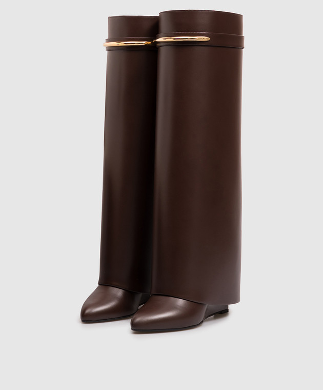 Givenchy Коричневые кожаные сапоги Shark Pinch BE703XE1J7 изображение 2