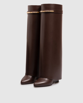 Givenchy Коричневі шкіряні чоботи Shark Pinch BE703XE1J7